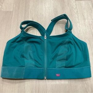 shefit Ultimate High Impact Sports Bra Sz 3Luxe Front Zipper Green Front Zipper